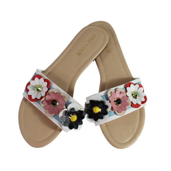 Chase + Chloe Shoes - Chase + Chloe Womens Floral Slide Sandals Multicolor Flat Summer Shoes Size 9
